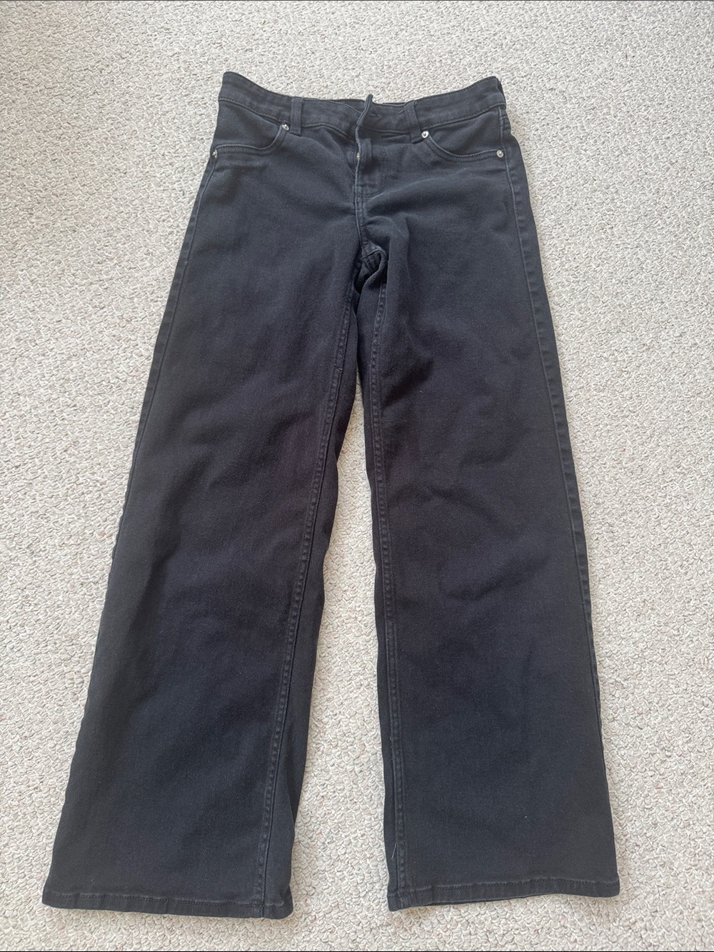 H&M Black Low-Rise Wide Leg Denim-Styled Pants
